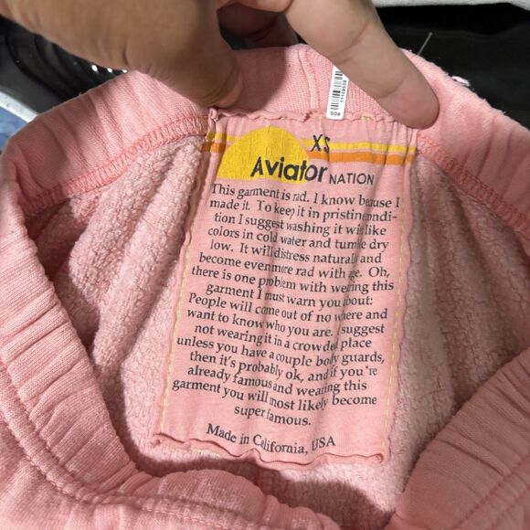AVIATOR NATION 5 Stripe Sweatpants Womens Sz XS Pink Pull-On Athleisure Flawed - Picture 9 of 11